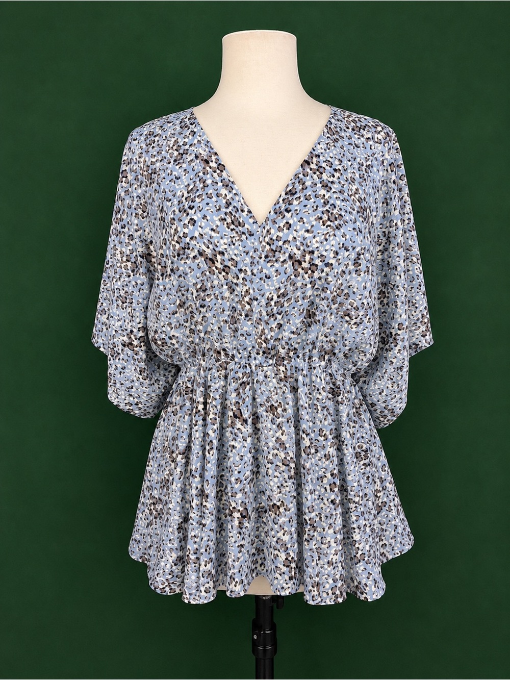 Love Blue and Brown V-Neck Peplum Tunic
